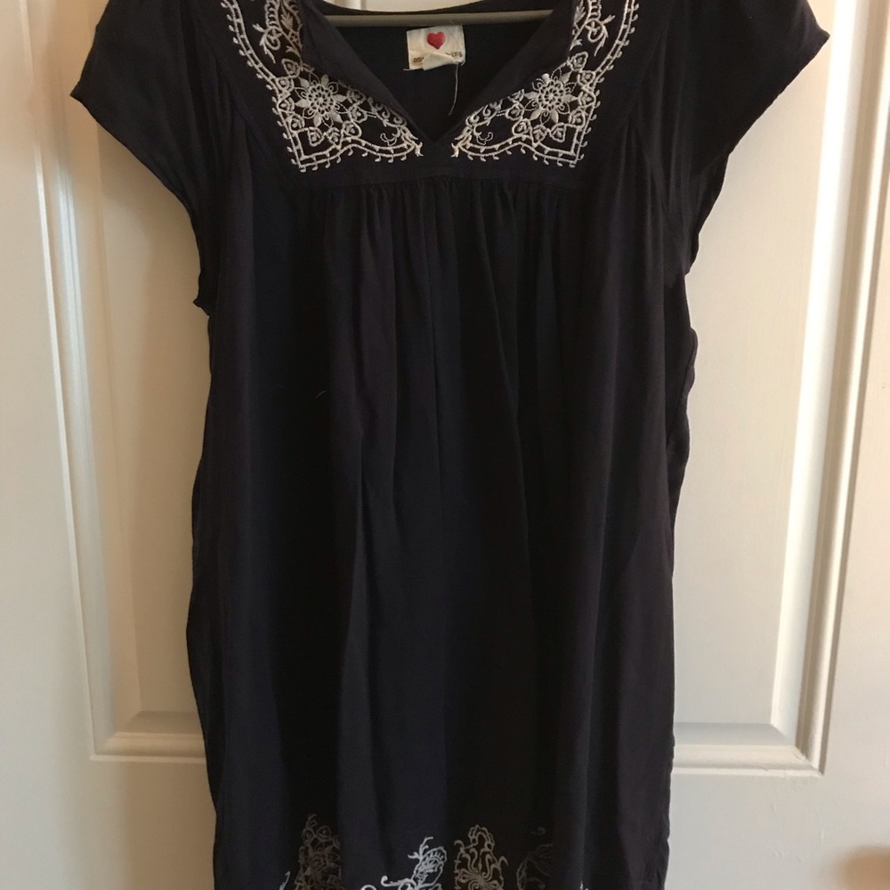 Navy Embroidered Dress